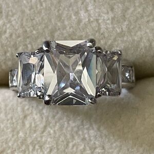 Sterling 3 Emerald cut size 7 ring